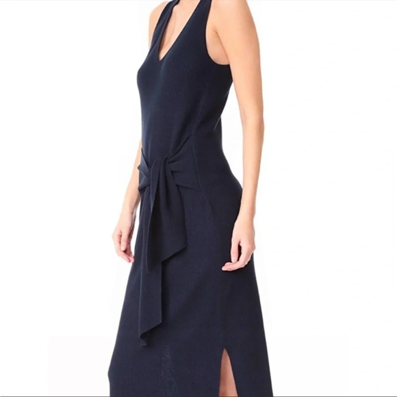 Rag & Bone Michelle Sweater Navy Blue V-Neck Midi Dress Tie Waist B22 - Picture 4 of 14